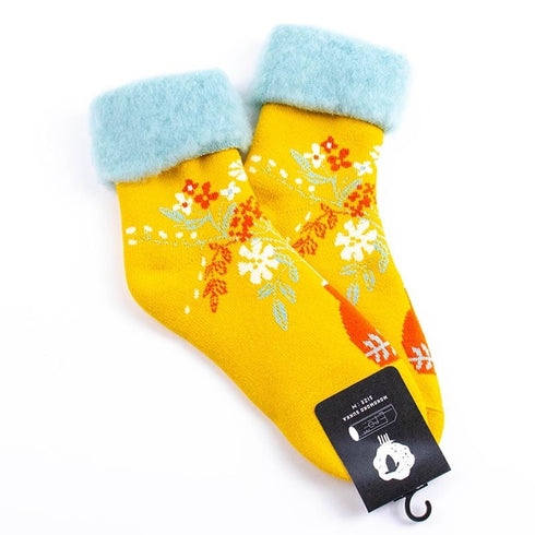 ソックス fromF モコモコソックス ヘデルマ/果物 マスタード サイズM 36-38 (22.5ー25cm)TV097MMD